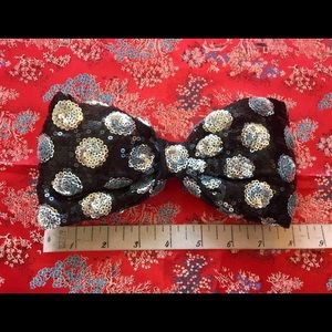 Disney Accessories - SALE!! LARGE Black Sequin Polka Dot Hair Bow Clip Disney Accessories - SALE!! LARGE Black Sequin Polka Dot Hair Bow Clip